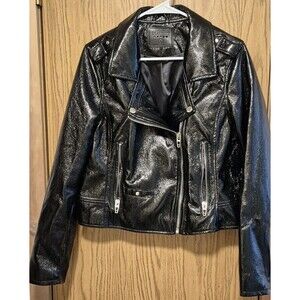 Blank NYC Patent Leather Cropped Moto Jacket,Size L